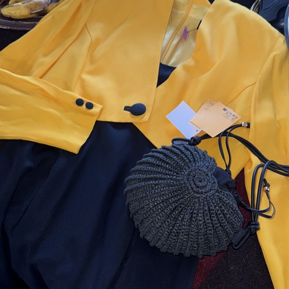 1980s 80s 90s Vintage 14 Chic Costume Jacket Dress Black & Yellow US 8 Medium - Picture 7 of 9